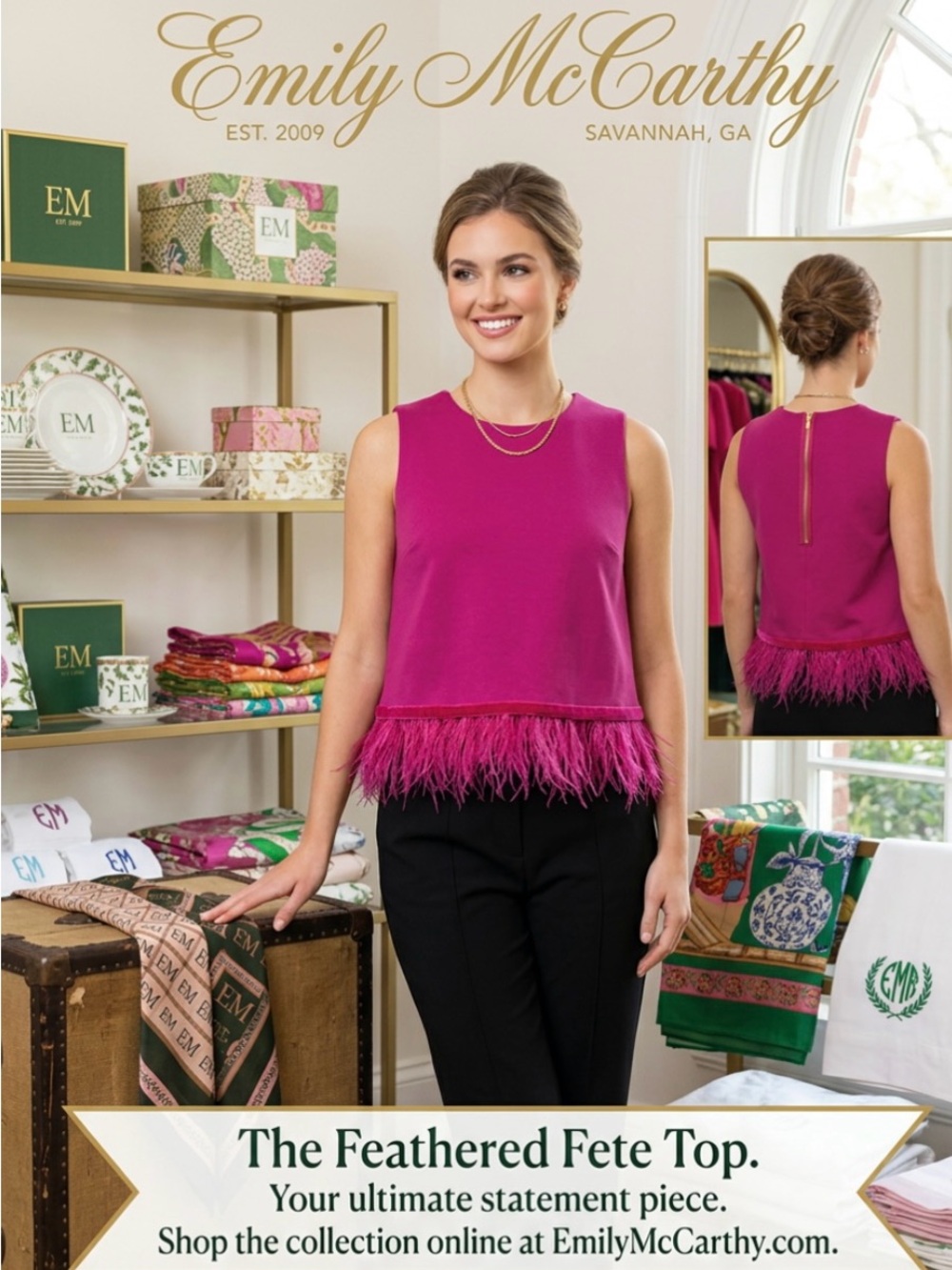 Cute Emily McCarthy Feathered Tank Top in Magenta ~ Size Large